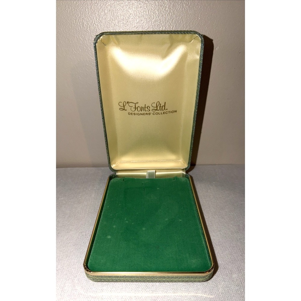 Vintage L FONTS LTD Jewelry Case - Designers Collection -Jade Green/Blue Striped